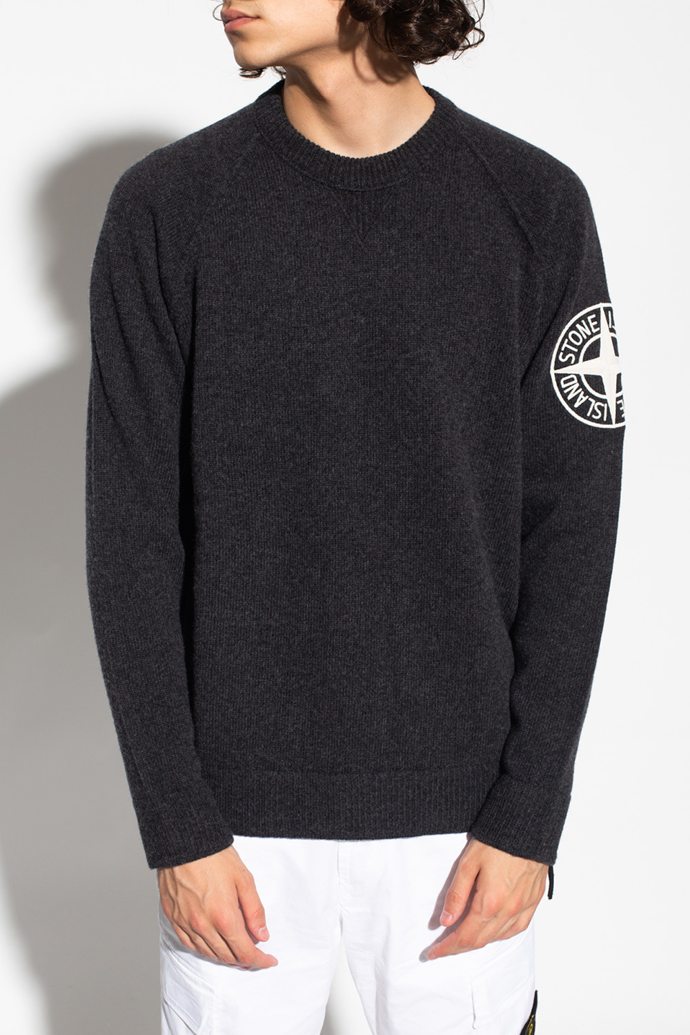 stone island logo embroidered sweatshirt